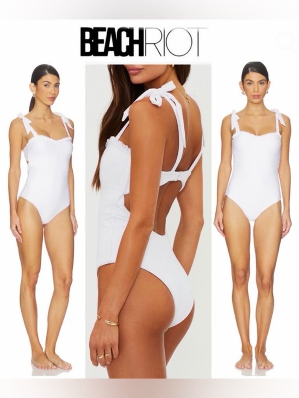 Beach Riot Priya One-Piece Swimsuit in White Sz L NWT 178$